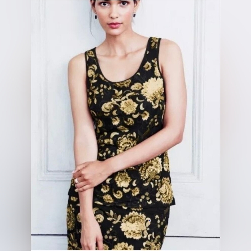 NEW Garnet Hill Gold Sequin Embellished Matching Tank & Skirt Set, Size S 4